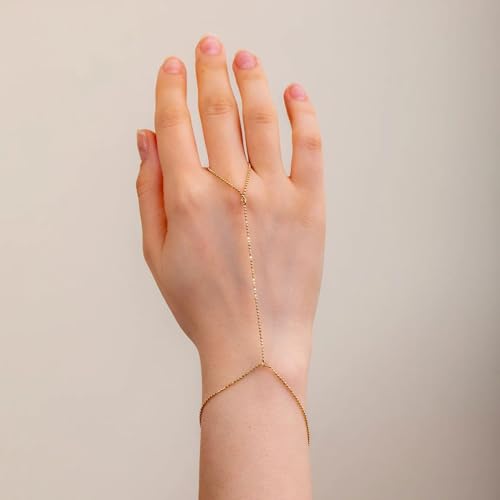 choice of all Hand Chain Bracelet Gold Finger Ring Bracelet Hand Chain for Women Trendy Birthday Jewelry Gifts - color: B5：Gold dainty hand chain