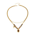 Tiger Eye Necklace for Women Vintage Gold Tiger Eye Brown Stone Pendant Layered Stack Beaded Necklace Elegant Vintage Boho Jewelry - style: SetA