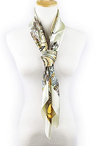 vabovin Satin Head Scarf for Women Silk Like Hair Scarf, 35 x 35 in | Silk Feel Fabric, Hair Wrap for Sleeping, Headscarf and Neck Scarf, Square Bandana Style, Fashion Accessory - color: 006 Light Yellow Cashew