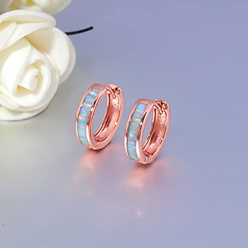 CiNily Huggie Earrings Opal Hinged Hoop Earrings Gold Plated Hypoallergenic Small Hoop Earrings for Women Teen Girls Men Sensitive Ears - color: Rianbow White