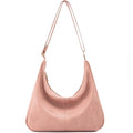 Hobo Bags for Women Foldable Vegan Leather Shoulder Handbag Slouchy Tote Crossbody Purses - color: Pink