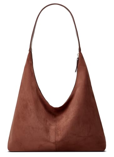 Womens Fashion Suede Shoulder Bags Large Tote Bag Retro Purse Handbag Casual Work Ladies Top Handle Satchel - color: B-brown