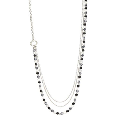 BULINLIN Layered Long Necklaces for Women Long Beaded Chain Necklace CostumeJewelry Mothers Day Gifts for Mom - color: 96-Black Grey