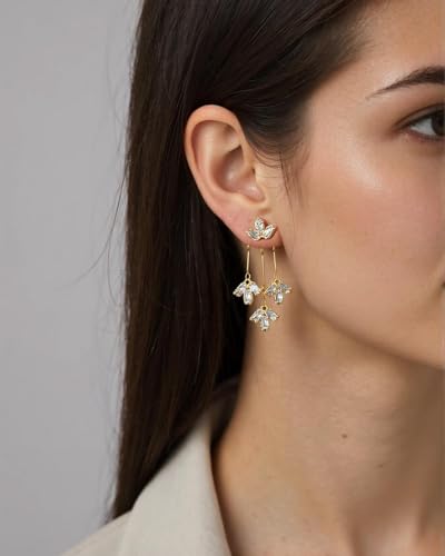 Prom Earrings for Women Gold Chandelier Earrings Dangle Dainty Flower CZ Long Tassel