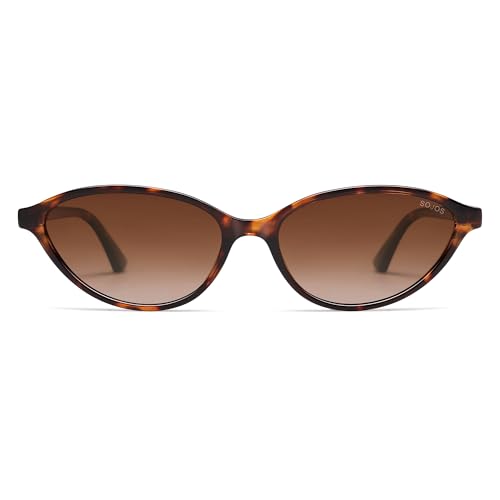 SOJOS Trendy Polarized Oval Sunglasses for Women Retro Chic 90s Shades Lightweight Sunnies SJ2656 - color: Brown Tortoise Frame Brown Grading Lens