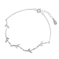 Dtja Crystal Leaf Bracelet for Women Sterling Silver Danity Charm Link Bracelets Anklets Adjustable Chain Simple Elegant Jewelry Birthday Christmas for Daughter Niece