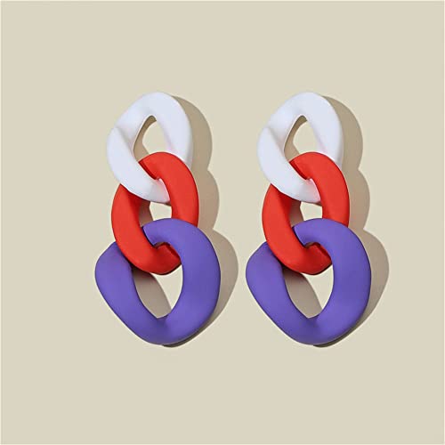 Charm Elegant Hollow Color Chain Acrylic Geometric Temperament Dangle Drop Earrings Bohemian Minimalist Hypoallergenic Jewelry Gift - color: White Red Purple earrings