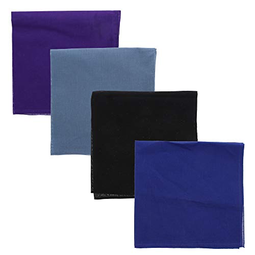 Motique Accessories Solid Color Bandana - Set of 4 - color: Black Grey Purple Blue