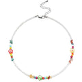 Beaded Necklaces for Women Summer Beach Beaded Necklace Bead Choker Boho Necklaces for Women Handmade Summer Jewelry Stainless Steel 18K Gold Plated - color: Multi