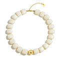 Chunky Beaded Necklace for Women Boho Colorful Statement Choker Necklaces Summer Beach Resin Jewelry Accessories - color: White