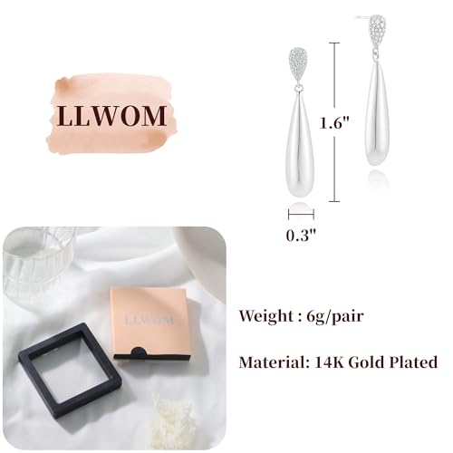 LLWOM Gold Silver CZ Teardrop Dangling, Pearl Drop Studs Dangle Earrings for Women Trendy, Hypoallergenic Jewelry Gift for Wedding/Party/Prom/Daily - color: Silver CZ Teardrop