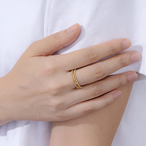 Amazon Essentials 14K Gold or Rhodium Plated Sterling Silver Stacking Ring Set of 3 - color: Yellow Gold, size: 9