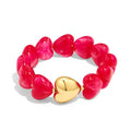 Multicolor Chunky Beaded Bracelet for Women Bold Acrylic Resin Stretch Bracelet Summer Beach Statement Bracelets Trendy Elastic Bangle Jewelry - color: Heart bracelet-rose red