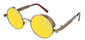 FEISEDY Retro Gothic Steampunk Sunglasses Round Metal Frame Punk Circle Inspired Shade Men B1857 - color: Bronze/Goldgreen