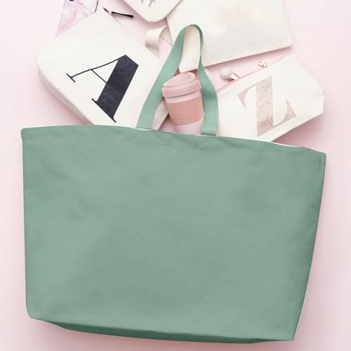 Large Canvas Tote Bag-Extra Big Shopping Beach Totes Bags Reusable Largest Grocery Plain Solid Bag 28"x8"x16" - color: Mint Green