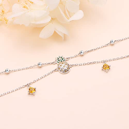 Anklets for Women S925 Sterling Silver Adjustable Beach Foot Ankle Bracelet Jewelry Gifts - style: Pineapple