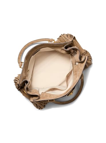Michael Kors Women's Hamilton Satchel - color: Antique Gold-tone Hardware/Fringe Suede/Husk