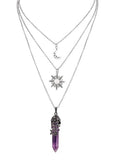 Sacina Gothic Emo Grunge Crescent Moon Choker, Moon Sun Star Choker Necklace, Goth Gothic Necklace, Halloween Christmas Jewelry Gift for Women - color: Purple