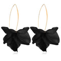 Exaggerated Bohemian Resin Rose Flower Petal Dangle Drop Earrings Long Acrylic Tiered Floral Tassel Earring for Women - color: Black