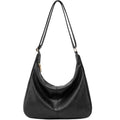 Hobo Bags for Women Foldable Vegan Leather Shoulder Handbag Slouchy Tote Crossbody Purses - color: Black