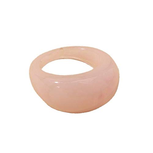 Set Resin Colorful Wide Thick Dome Knuckle Finger Stackable Joint Ring Retro Acrylic Transparent Vintage Jewelry Party Elegant Handmade Gift Diameter 18mm Stylish Bold - color: pink