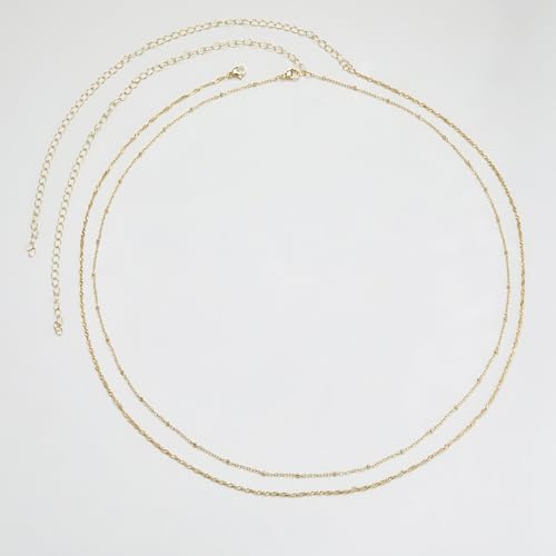 Belly Waist Chain Beads Pearl Coins Layered Belly Chains Boho Gold Plated Sexy Bikini Body Chain Adjustable Jewelry for Women - style: E-water ripple