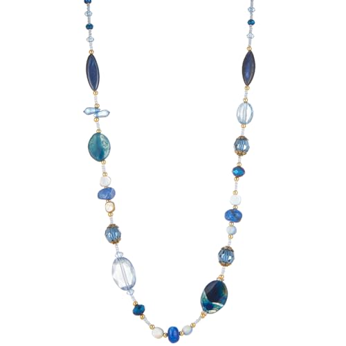 FULU AUTUMN Long Necklaces for Women Trendy Long Chunky Beaded Necklace Boho Fashion Costume Jewelry Mothers Day Gifts for Her - color: Blue