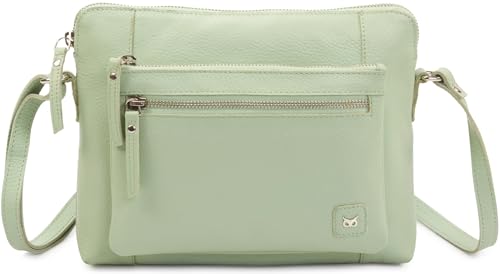 Leather Crossbody Bags for Women Small Soft Genuine Pebbled Sling Shoulder Handbag Crossover Purse with Full Adjustable Strap (Mint Nappa) - color: Mint Nappa