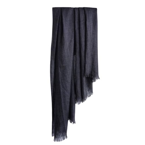 Harewom Lightweight Gauze Linen Feeling Shawl Wraps for Women Beach Summer Scarf for Evening Wedding Dresses - color: Shawl Wraps - Black-grey