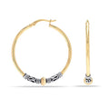 LeCalla 925 Sterling Silver Large Hoop Earrings | Lightweight Antique Bali Hoops | Two-Tone Bohemian Oxidized Balinese Earrings for Women - color: Two-Tone Bali-35mm