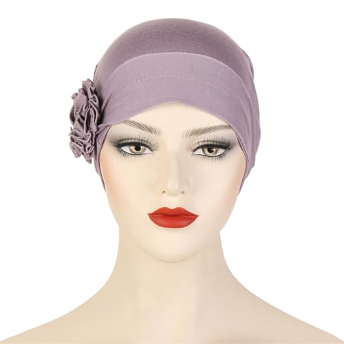 Headwrap Turbans for Women - Twist Soft Floral Solid Caps Pre Tied Chemo Beanies Headwear Hat for Cancer - color: Purple