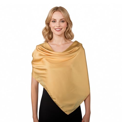 RIIQIICHY 35 Inch Head Scarf for Women Hair Scarf Like Silk Scarf Square Scarf Bandanas for Women - color: Dark Yellow