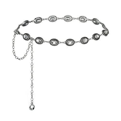Luvatar Fashion Metal Waist Chain Belt Blouse Dress Sweater Chain Belt… - color: Silver-d2