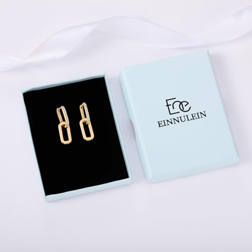 14K Gold Plated Paperclip Earrings For Women Trendy Link Huggie Hoop Earrings Silver Chain Statement Drop Dangle Earrings with Cubic Zirconia Jewelry Gifts For Her Gold - color: Gold