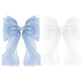 Large Hair Bow Clips for Women, White Light Blue Bow Hair Barrettes with Long Tail French Hair Ribbon Clips Hair Accessories for Girls (White,Light Blue) - color: White,Light Blue