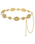 AWAYTR Chain Belt for Women – Adjustable Boho Metal Waist Chain Belt Gold Sliver for Dresses Jeans Country Concert Outfit - color: Gold-mixed Oval