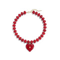 Elegance 11 designs Chunky Heart Necklace for Women, Colorful Acrylic Beaded Statement Puff Heart Necklace, Cute Boho Y2K Choker Necklace for Gift Jewelry - color: Red