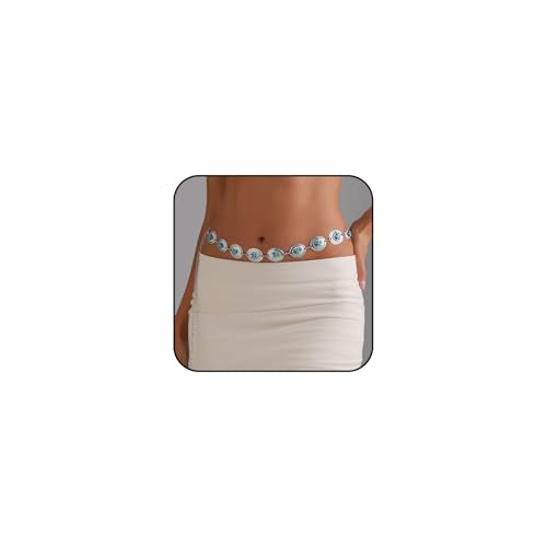 Gold Star Waist Chain Belt for Women Boho Sun Starfish Bikini Jewelry Festival Rave Outfits Waterproof Belly Body Chain - style: Turquoise Starfish