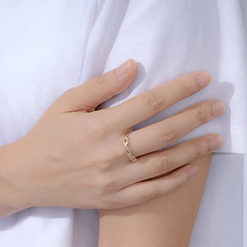 Amazon Essentials Plated Sterling Silver Chain Link Accent Ring - color: Yellow Gold, size: 5