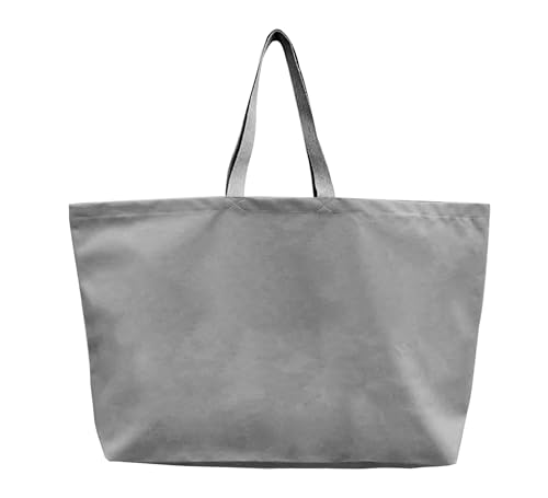 Large Canvas Tote Bag-Extra Big Shopping Beach Totes Bags Reusable Largest Grocery Plain Solid Bag 28"x8"x16" - color: Grey