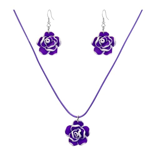 4 Pairs Tropical Bohemian Dangle Earrings For Women Hawaii Plant Daisy Flower Drop Earrings Set - color: purple