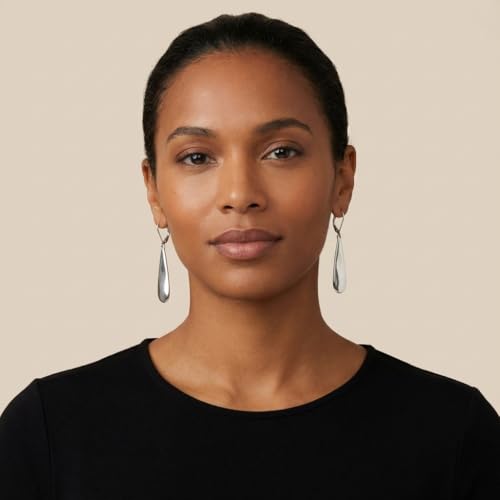 Leverback Dangle Drop Earrings for Women, Hypoallergenic Lightweight Minimalist Jewelry, Fashion Gift for Her, Birthday Anniversary - color: B-Silver