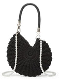 Jusavie Bohemia Crochet Handwoven Seashell Bag Women Summer Beach Bag Boho Evening Clutch Purses Shoulder Crossbody Bags 2026 - color: Black