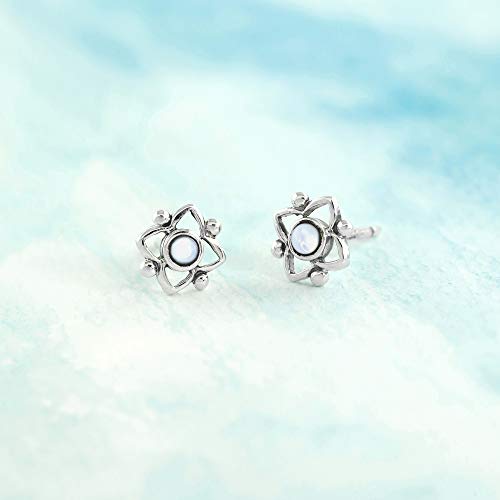 Boma Jewelry Sterling Silver Flower Shaped Dot Stud Earring - color: Mother of Pearl