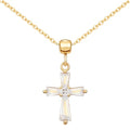14K Gold Plated Cross Pendant Necklaces for Women Trendy, Dainty Choker CZ Cross Necklace Non Tarnish,Simple Tiny Cross Necklace for Jewelry Gifts - style: T-Crystal Gold
