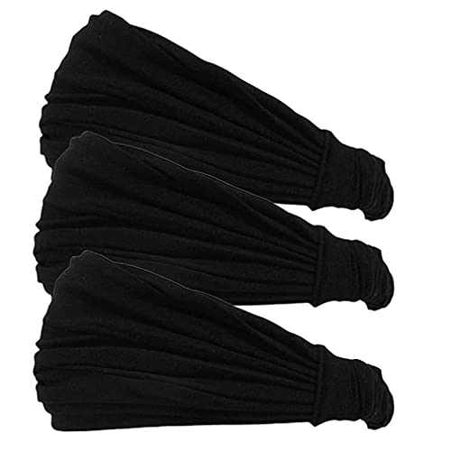 CHARM Headband for Men, Japanese Style Bandana Head Bands for Women and Men, Stretch Hair Band for Sports & Daily Wear by Casualbox - color: Black 3-Pack, size: Medium