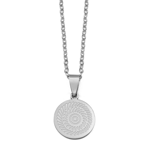 Pintadera Canaria Spain Traditional Ethnic Symbols Pendant Necklaces For Woman Jewelry - color: Silver Color 2