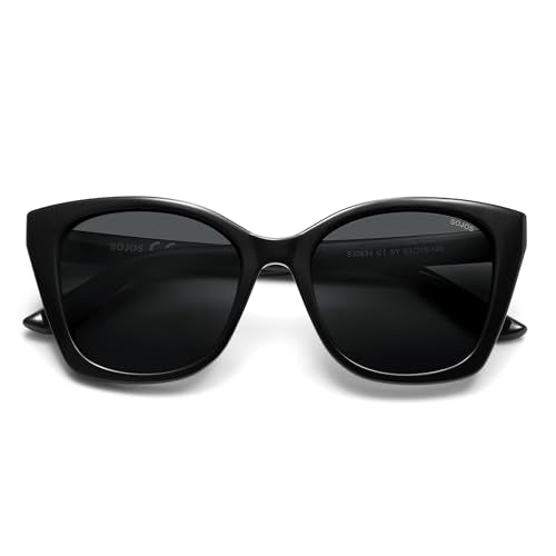 SOJOS Vintage Oversized Cateye Sunglasses Womens UV400 Large Designer Shades Lentes De Sol Para Mujer SJ2634 - color: Black/Grey