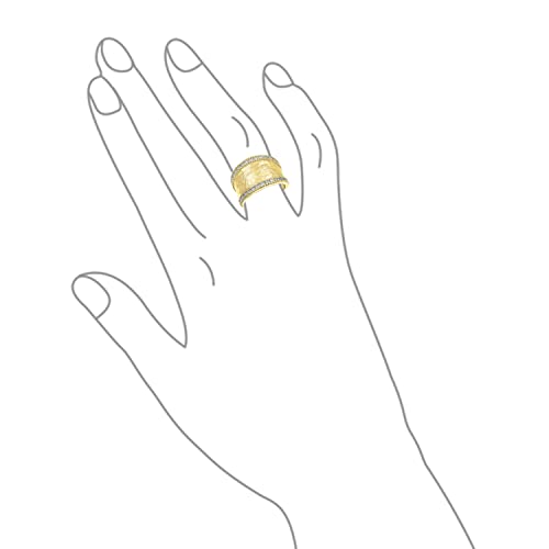 Bling Jewelry Personalized Modern Geometric Boho Style Criss Cross CZ Accent Band Fashion Statement Brushed Hammered Matte Finish Wide Band Ring For Women Yellow 14K Gold Plated Brass Customizable - color: Gold-Tone