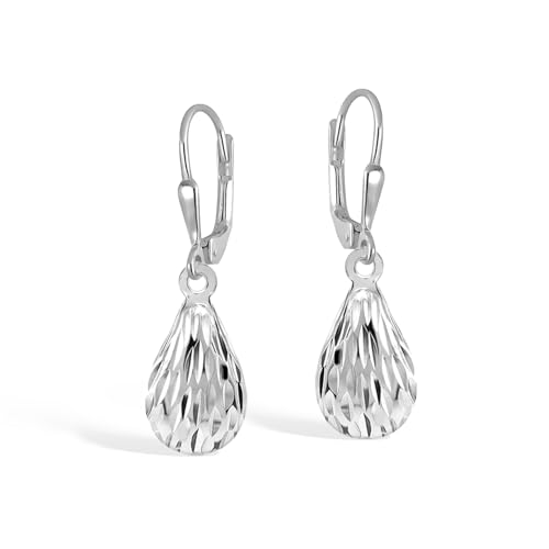 LeCalla 925 Sterling Silver Leverback Drop Earrings | Lightweight Italian Teardrop Dangle Earring for Women - color: Oval Shape Drop